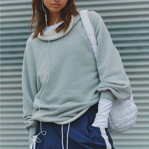 NWT Free People FP Movement Cutback Mock Neck Pullover Gray  XS